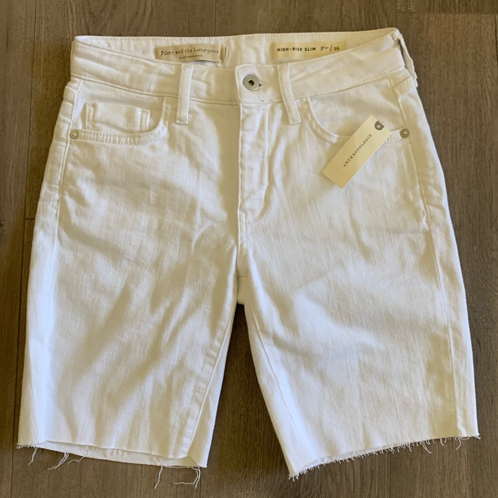 Anthropologie White Shorts High-Rise Size 26. I